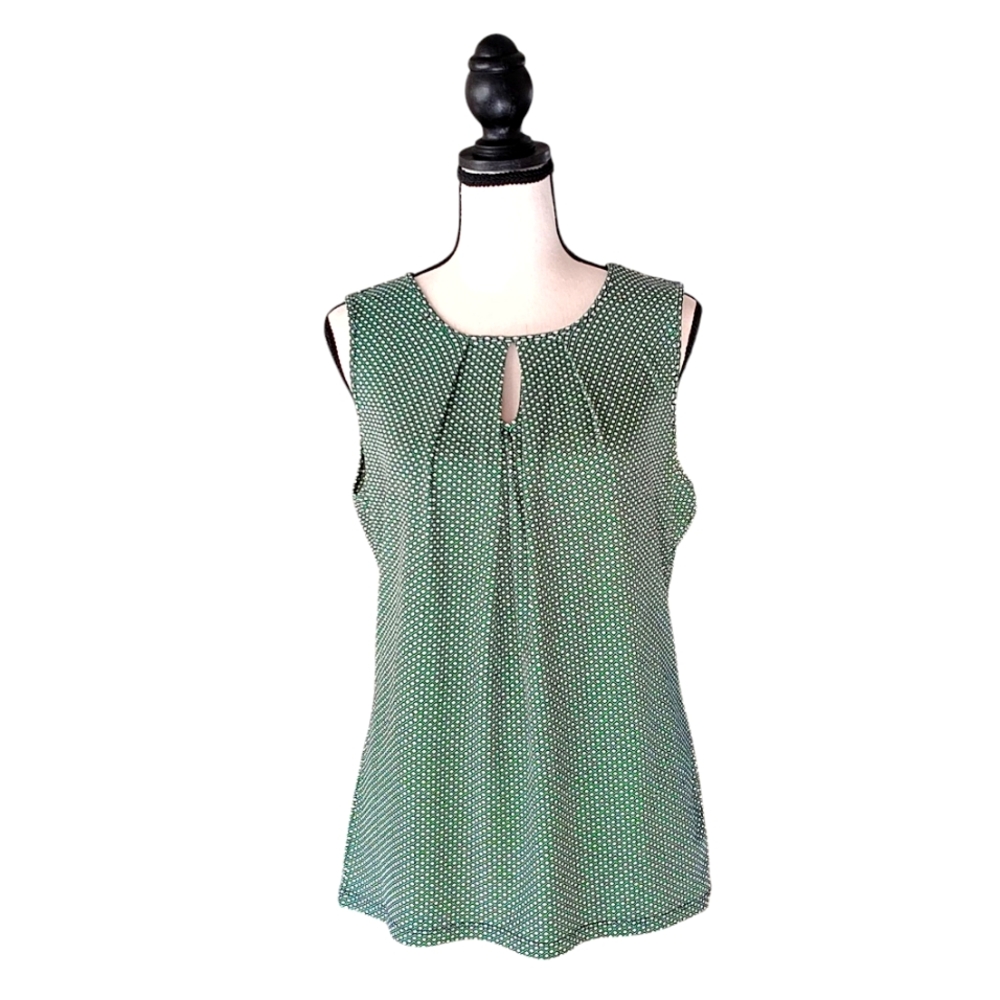 Ann Taylor Pleated Sleeveless Keyhole Tunic Blouse Size Medium